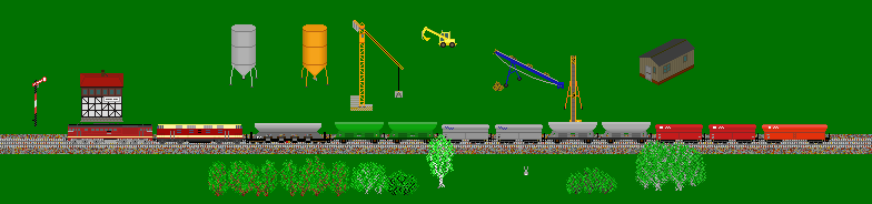 Baustelle mit Güterzug