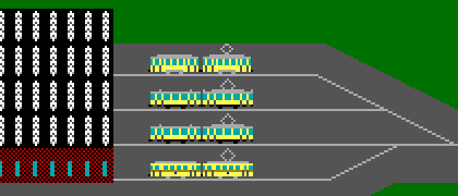 horiz. depot and 4 2x-tram trains