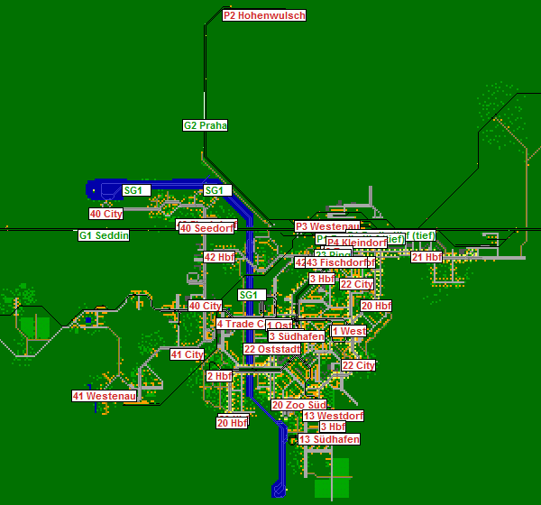 Demo layout in schematic view (BAHN 3.88)